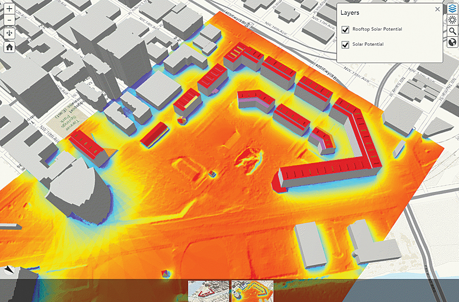 ArcGIS Online now includes a 3D scene viewer that enables anyone to explore 3D data and discover information from a web browser. ArcGIS Online now includes a 3D scene viewer that enables anyone to explore 3D data and discover information from a web browser.