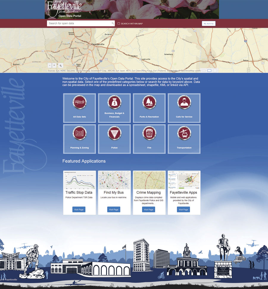 Citizens can visit the City of Fayetteville's Open Data Portal to access police data, use-of-force statistics, and scheduled community watch meetings. Citizens can visit the City of Fayetteville's Open Data Portal to access police data, use-of-force statistics, and scheduled community watch meetings.