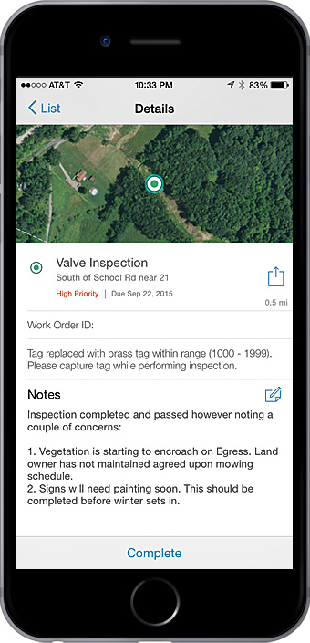 Field crews can use Workforce for ArcGIS to get work assignments and communicate status updates back to the office.