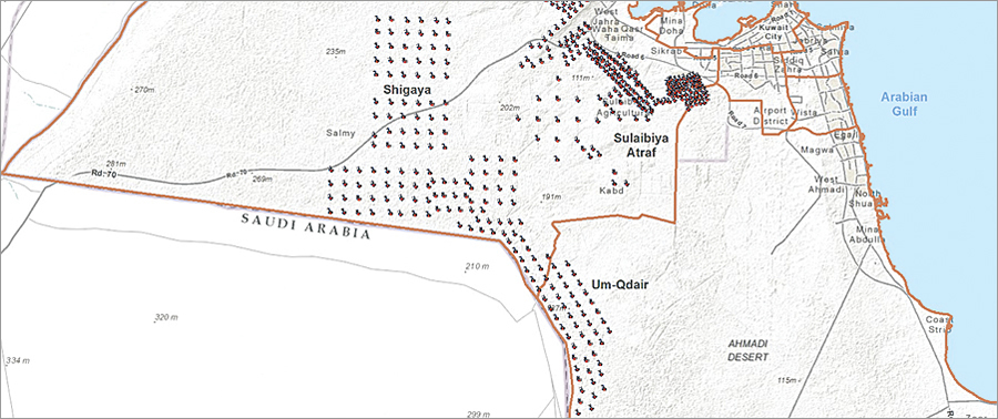 Distribution of groundwater fields and wells. Source: MEW Enterprise GIS System Distribution of groundwater fields and wells. Source: MEW Enterprise GIS System