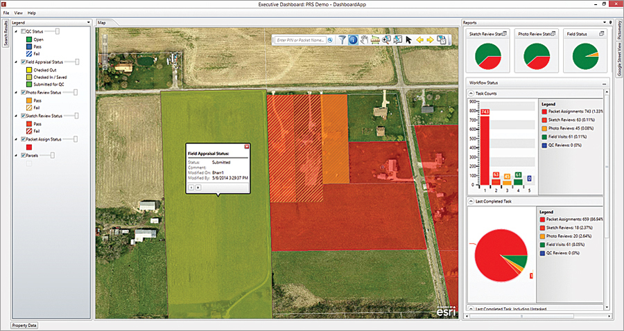 Staff use the PRS Executive Dashboard to get a real-time overview of inspection progress via maps and reports.