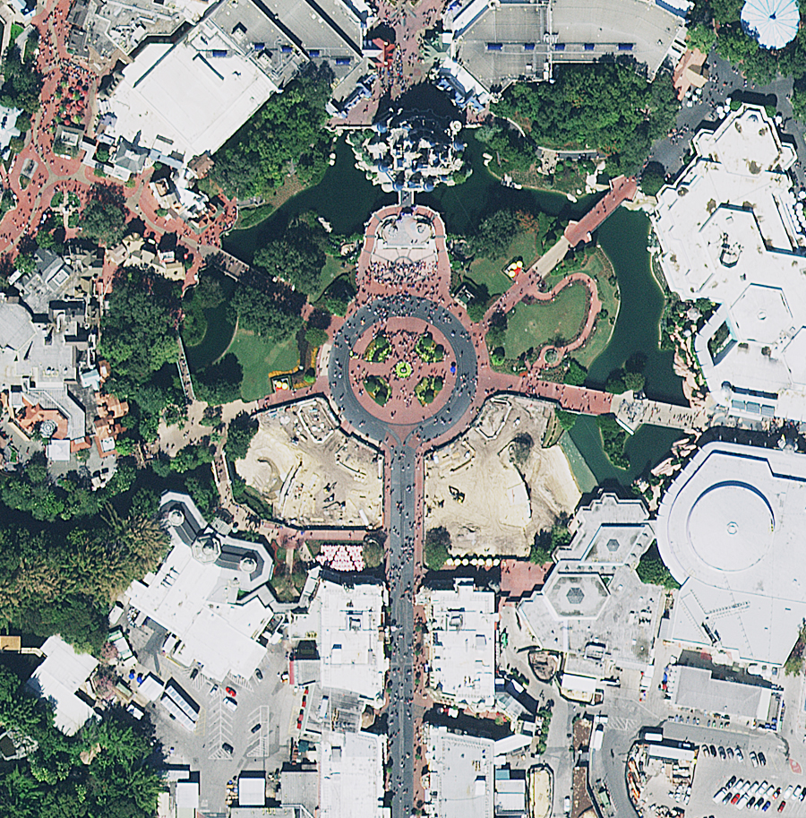 This imagery showing Disney World in Florida illustrates the detail provided by ready-to-use image services from the Hexagon Imagery Program, now available to Esri users through the ArcGIS Marketplace.