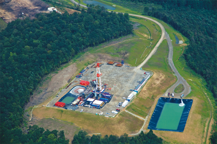 A Marcellus shale well being drilled in Westmoreland County, Pennsylvania. Photo courtesy of Josh Wenzel