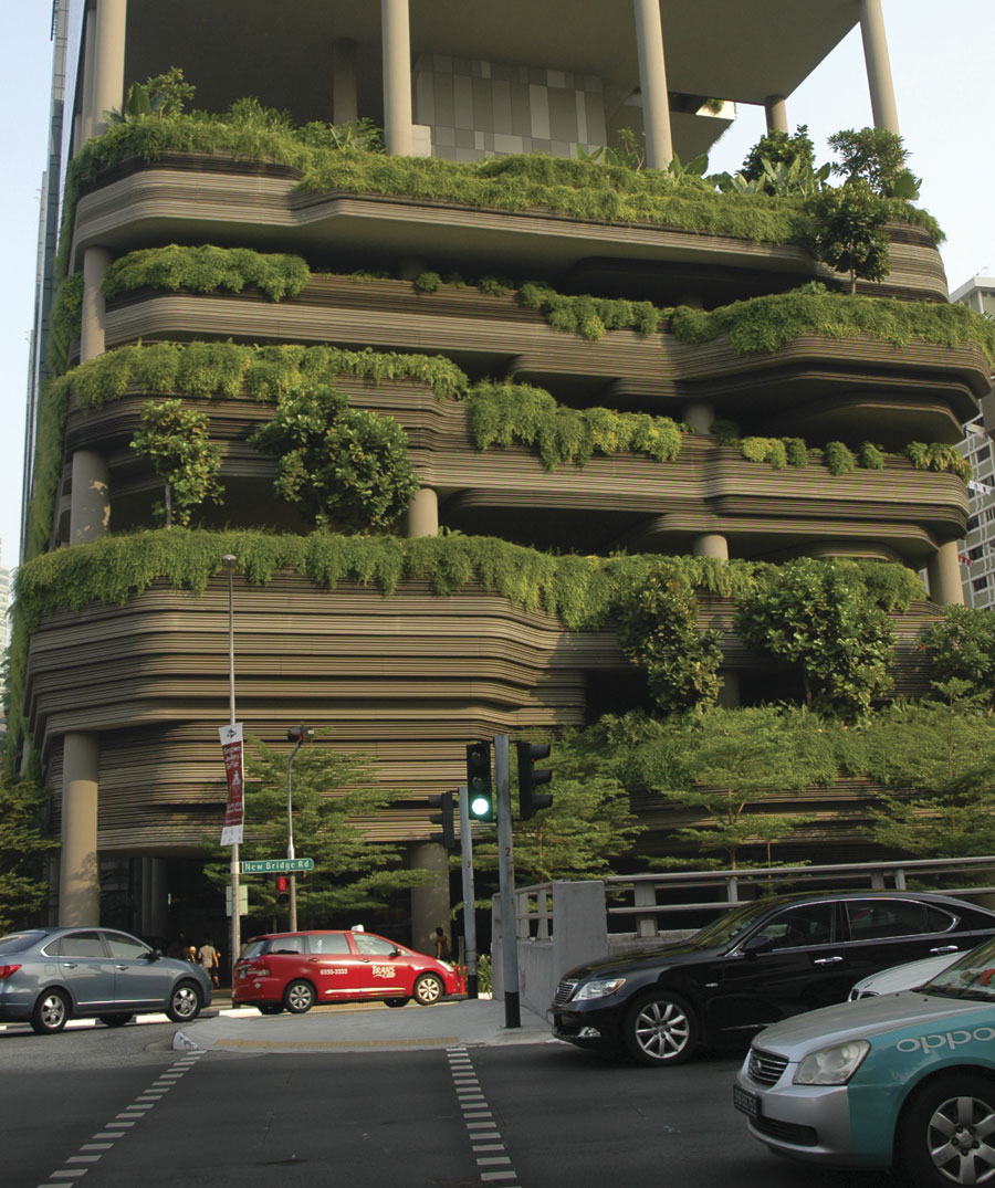 Singapore's quest to be known as the City in a Garden is boosted by hotels planting rooftop gardens, like these sky gardens on top of the Parkroyal on Pickering Hotel.