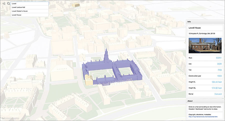 Harvard University's 3D campus maps are shared online using CloudCities, an online 3D web sharing service from SmarterBetterCities built on top of ArcGIS technology.