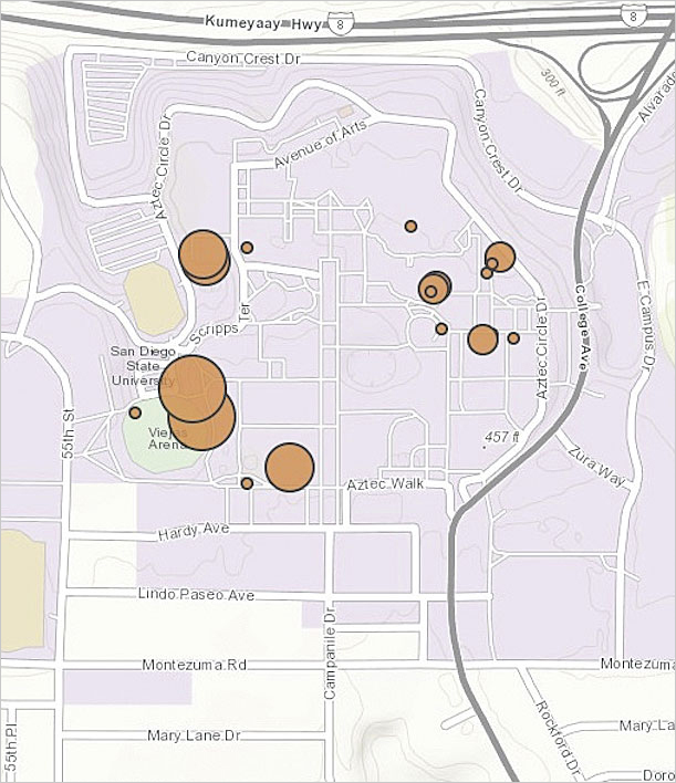 While learning how to use their sensor packages on campus, students quickly discovered how much easier it was to visualize data on maps than on spreadsheets.