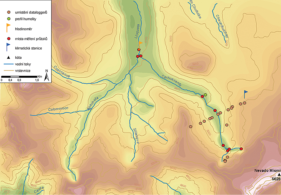 Dr. Bohumír Janský of the Charles University in Prague described how he used GIS in his research locating the true headwaters of the Amazon River. This map shows the catchment area of Carhuasanta, the Amazon River's main source.