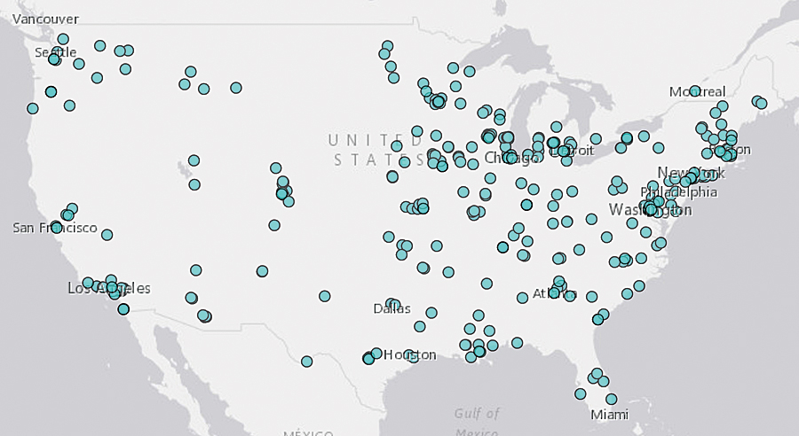 Many GIS professionals want to help educators and youth use GIS, as this map of the current GeoMentors network shows. These GeoMentors have provided links for learning about and connecting with them. Go to geomentors.net/participate to volunteer as a GeoMentor.