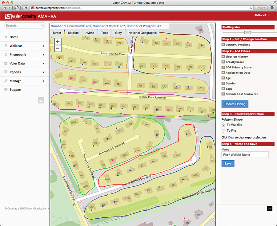 See voter information at the neighborhood level and manage canvasing activities.