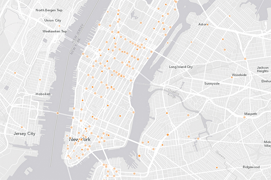 Cameras at these sites link live video feed to Placemeter for analysis.