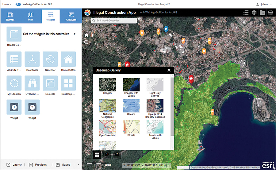 Web AppBuilder gives you a way to create web applications in ArcGIS from scratch without writing a single line of code.