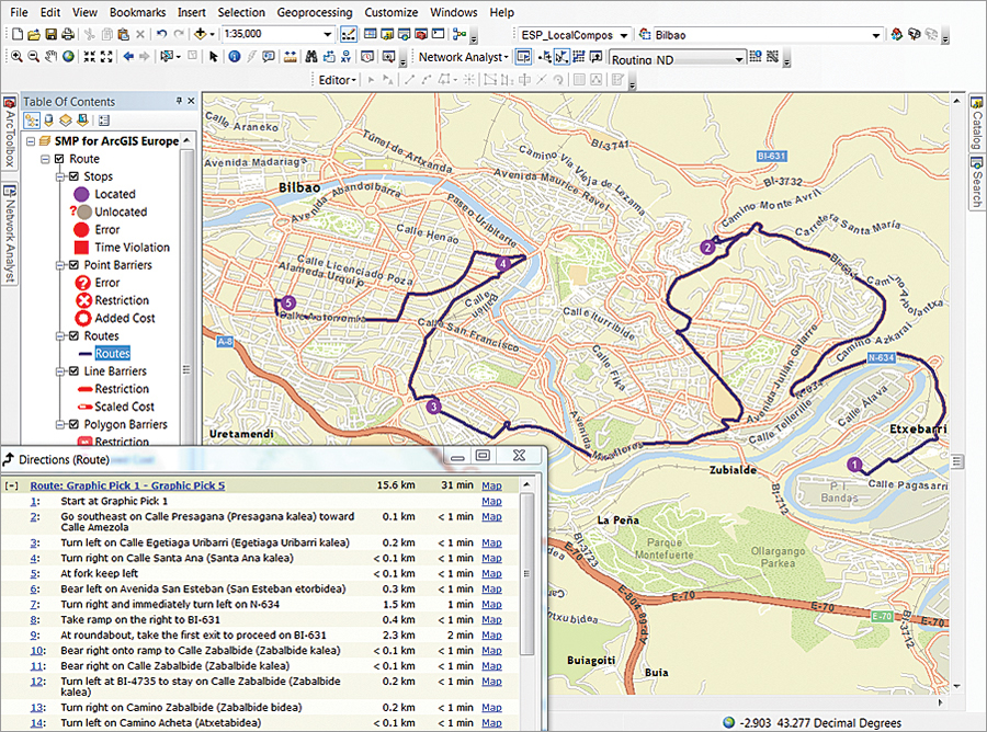 Dispatchers and drivers can easily follow the turn-by-turn directions using the Routing option in StreetMap Premium.