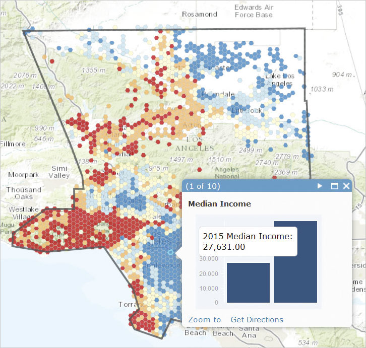 New spatial analysis tools allow users to quantify patterns and relationships in the data and display the results as maps, tables, and charts.