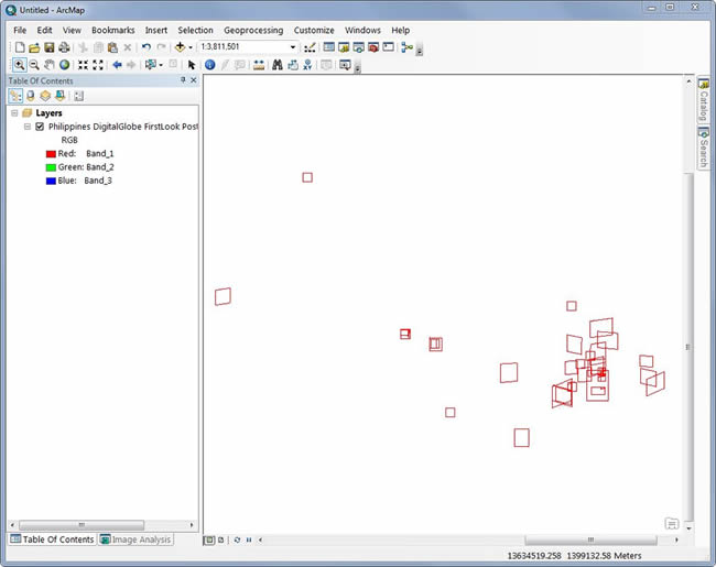 Displaying the footprints in ArcMap is a good way to see where all the images are located.