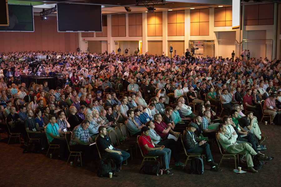 Almost 1,800 people packed the Palm Springs Convention Center to hear about Esri technology for building geospatial apps. Almost 1,800 people packed the Palm Springs Convention Center to hear about Esri technology for building geospatial apps.