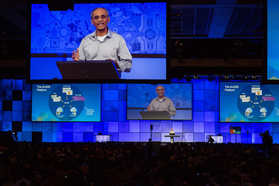 Esri director of software development Sud Menon says ArcGIS is a location platform for developers.