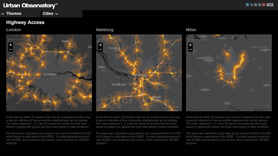 Explore themes in the maps such as easy highway accessibility from various neighborhoods.