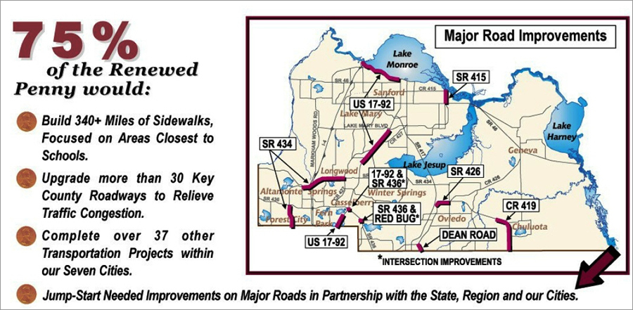 Maps were in brochures printed before a 2001 sales tax referendum. Maps were in brochures printed before a 2001 sales tax referendum.