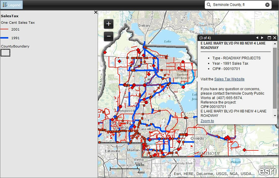 This online map showed where sales tax revenue generated from past referendums was spent.