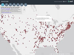 More than 1,000 schools have acquired free ArcGIS online accounts