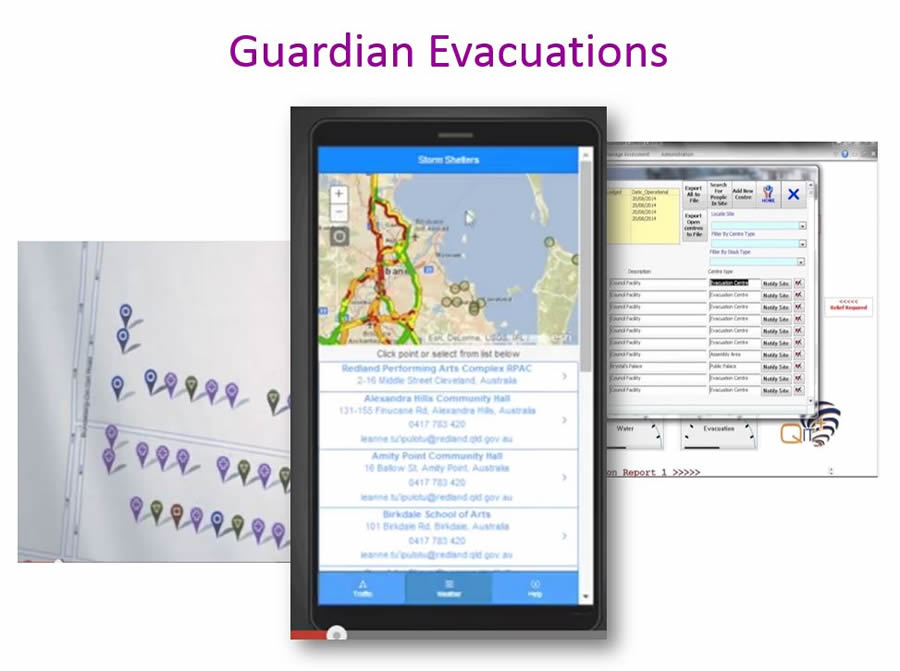 If a flood or other disaster occurs, people can use the Guardian Evacuations app to find the closest evacuation center. If a flood or other disaster occurs, people can use the Guardian Evacuations app to find the closest evacuation center.