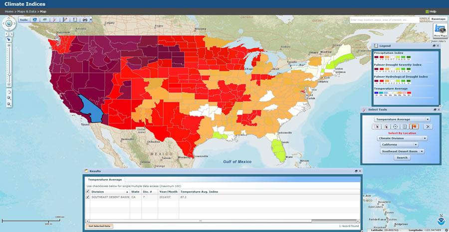 Viewers will see temperature averages in the US when they use a mapping tool from NOAA's Climate.gov website.