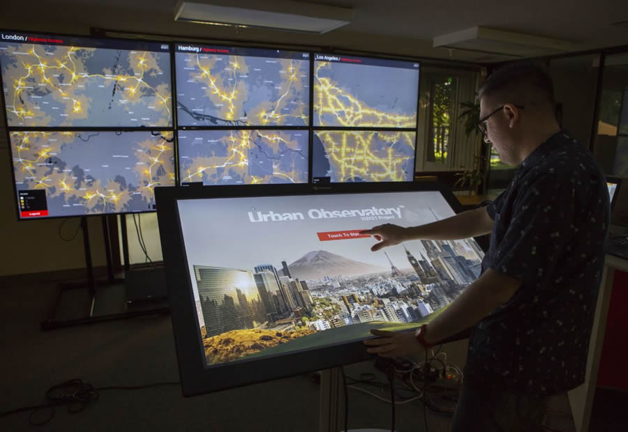The Urban Observatory comes alive at the touch of a screen. The Urban Observatory comes alive at the touch of a screen.