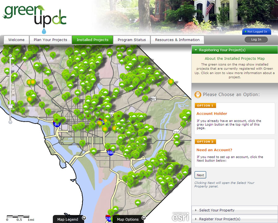 Existing projects are mapped so users can identify other projects installed in the neighborhood.