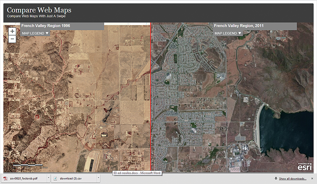 Policy makers can easily appreciate the changes over time to an area known as French Valley.