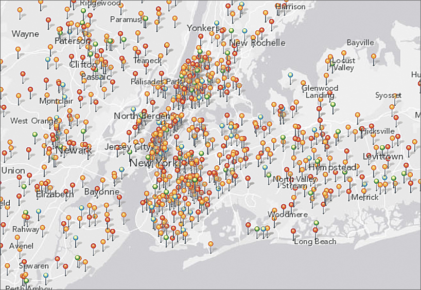 Both images: Analysis results within Hadoop can be exported to ArcGIS for map-based visualization of big data.