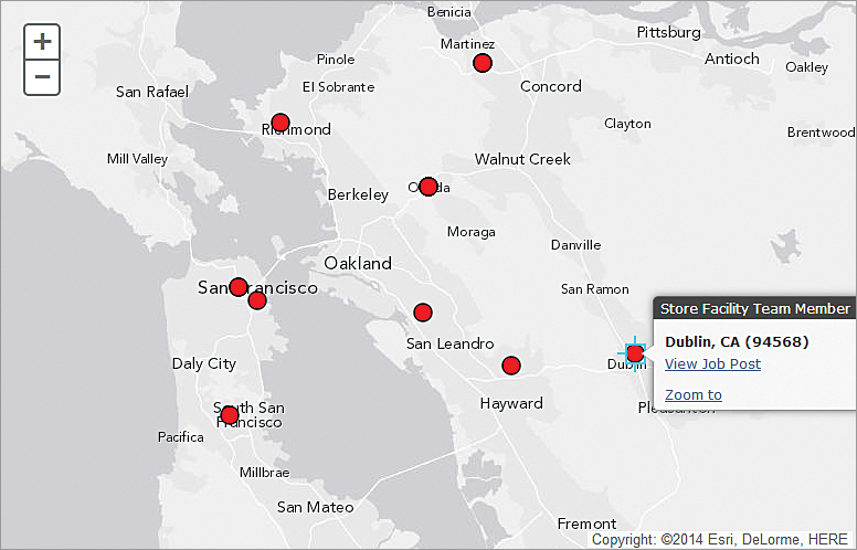 The WorkHands platform provides search results for open positions in the San Francisco Bay Area in California.