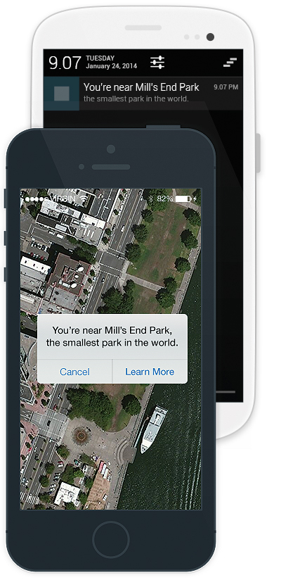 The notification as it appears on an iPhone (front) and Android (back). The notification as it appears on an iPhone (front) and Android (back).