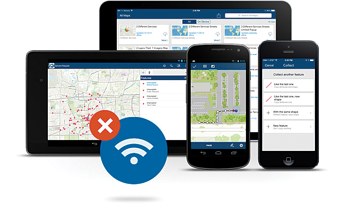 Use the Collector app offline to collect and edit maps and data, regardless of your network availability.