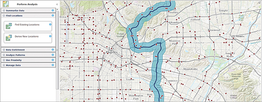 With the new Find Existing Locations analysis tool, you can query spatial and nonspatial attributes in your data. With the new Find Existing Locations analysis tool, you can query spatial and nonspatial attributes in your data.