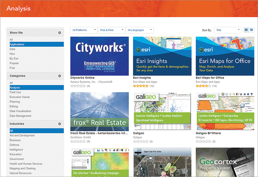 Easily discover apps and data that will work with your ArcGIS online account.