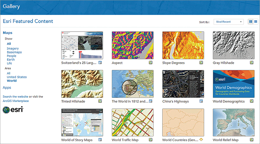 Now there is an easy and fast way for you to view your favorites and find featured content from your organization and Esri in the Gallery.