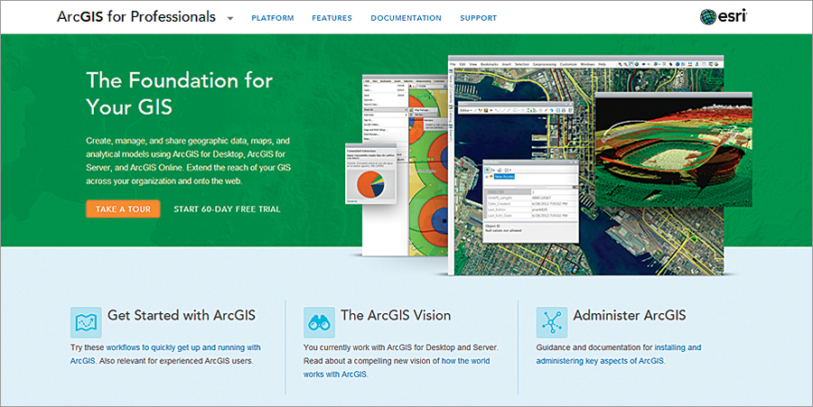 The ArcGIS for Professionals website helps Esri's customers get the most out of ArcGIS and maximizes their effectiveness and success in a wide array of GIS applications.