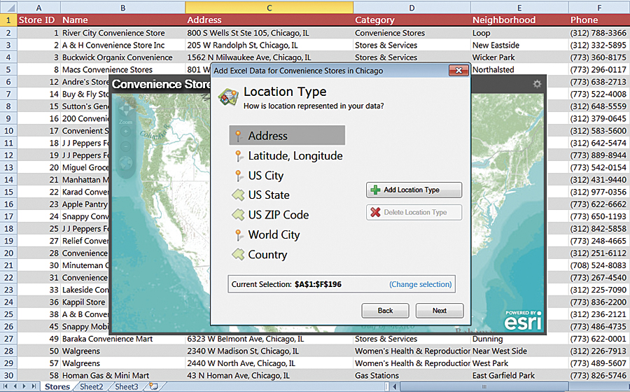 Make dynamic maps directly in Excel and share them in ArcGIS Online.