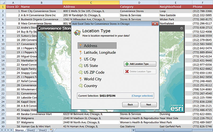 Make dynamic maps directly in Excel and share them in ArcGIS Online. Make dynamic maps directly in Excel and share them in ArcGIS Online.