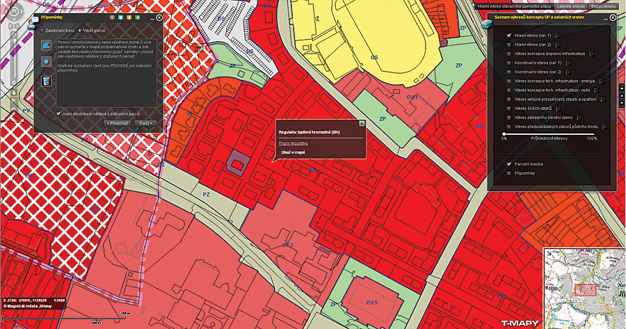 Web mapping application shows the City of Jihlava development plan in an interactive form.