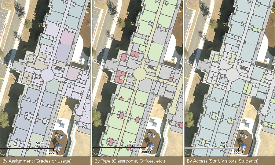 Thematic mapping allows the user to "see" rooms in different ways.