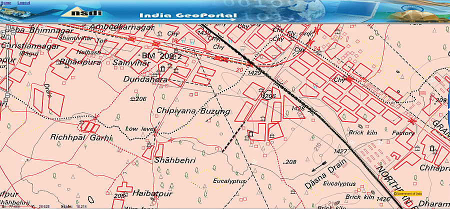 India has a demonstration National Spatial Data Infrastructure (NSDI) portal that uses all the technology elements required for metadata and map data organization. (Source: India NSDI Portal.