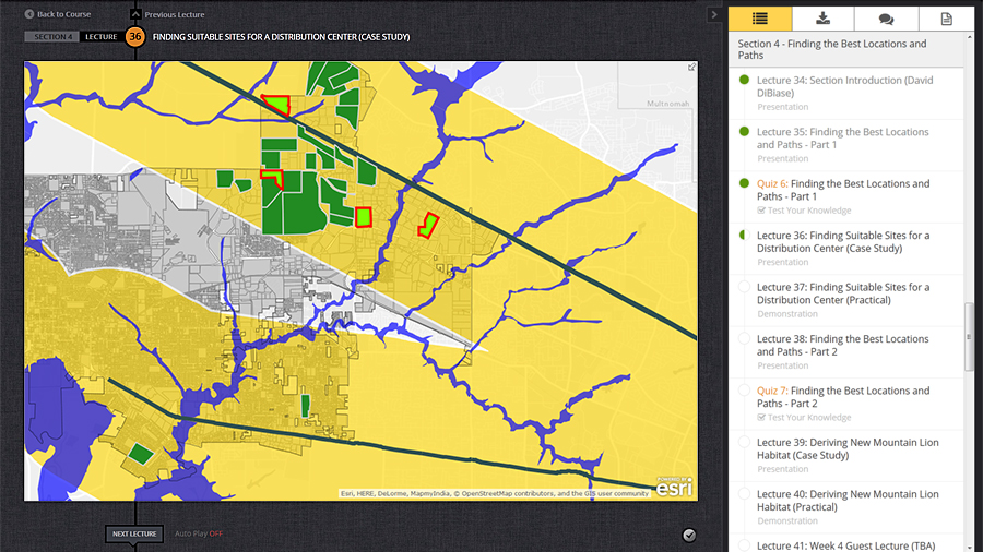 Case studies help students learn spatial analysis in ArcGIS Online.