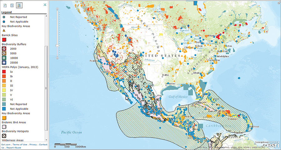 The Barrick Online Mapping Portal gives users instant access to information on biodiversity and sensitive lands for mine sites across the globe. The Barrick Online Mapping Portal gives users instant access to information on biodiversity and sensitive lands for mine sites across the globe.