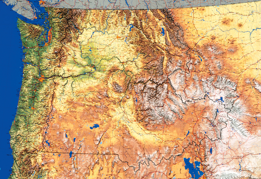 One of the many beautiful maps Nighbert has worked on. This map the Interior Columbia Basin Project won the Best Cartographic Presentation Award at the 1995 ESRI User Conference and appeared on the cover of the 11th volume of the ESRI Map Book in 1996.