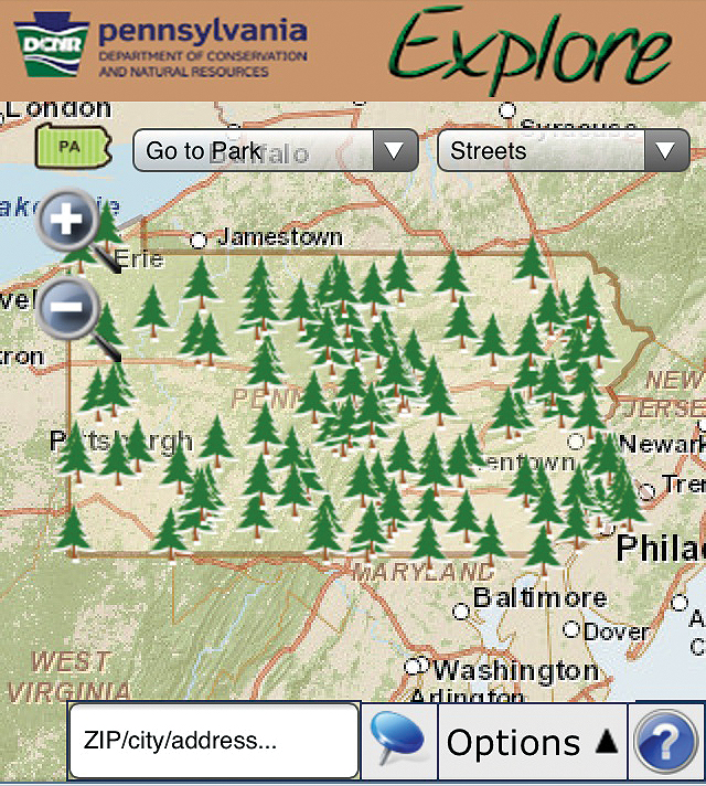 The interactive state parks map proved so successful that the DCNR quickly released an app tailored for mobile users, offering similar functionality plus driving directions.