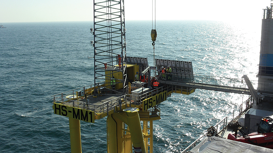 Offshore met mast, Hornsea Zone, England. Offshore met mast, Hornsea Zone, England.