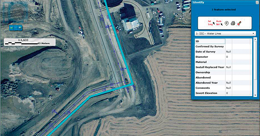 Users can view all aboveground and buried airport assets and their locations through the web application.