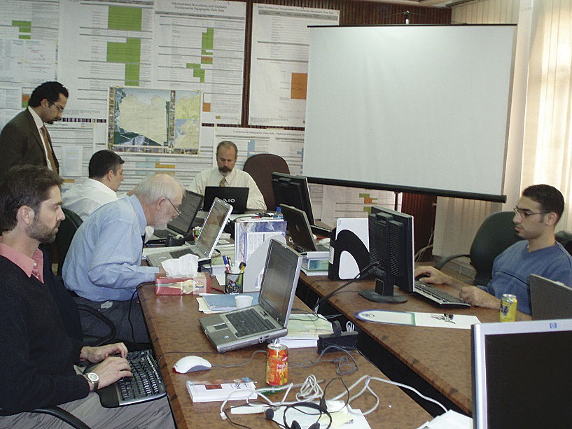 The GPC team in Libya, pictured here, completed the main SDI project for the Libyan government, but political turmoil curtailed full implementation.