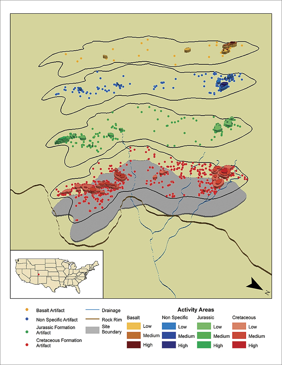 3D modeling allows archaeologists to visualize the degree of overlap between discrete stone tool material activity areas.